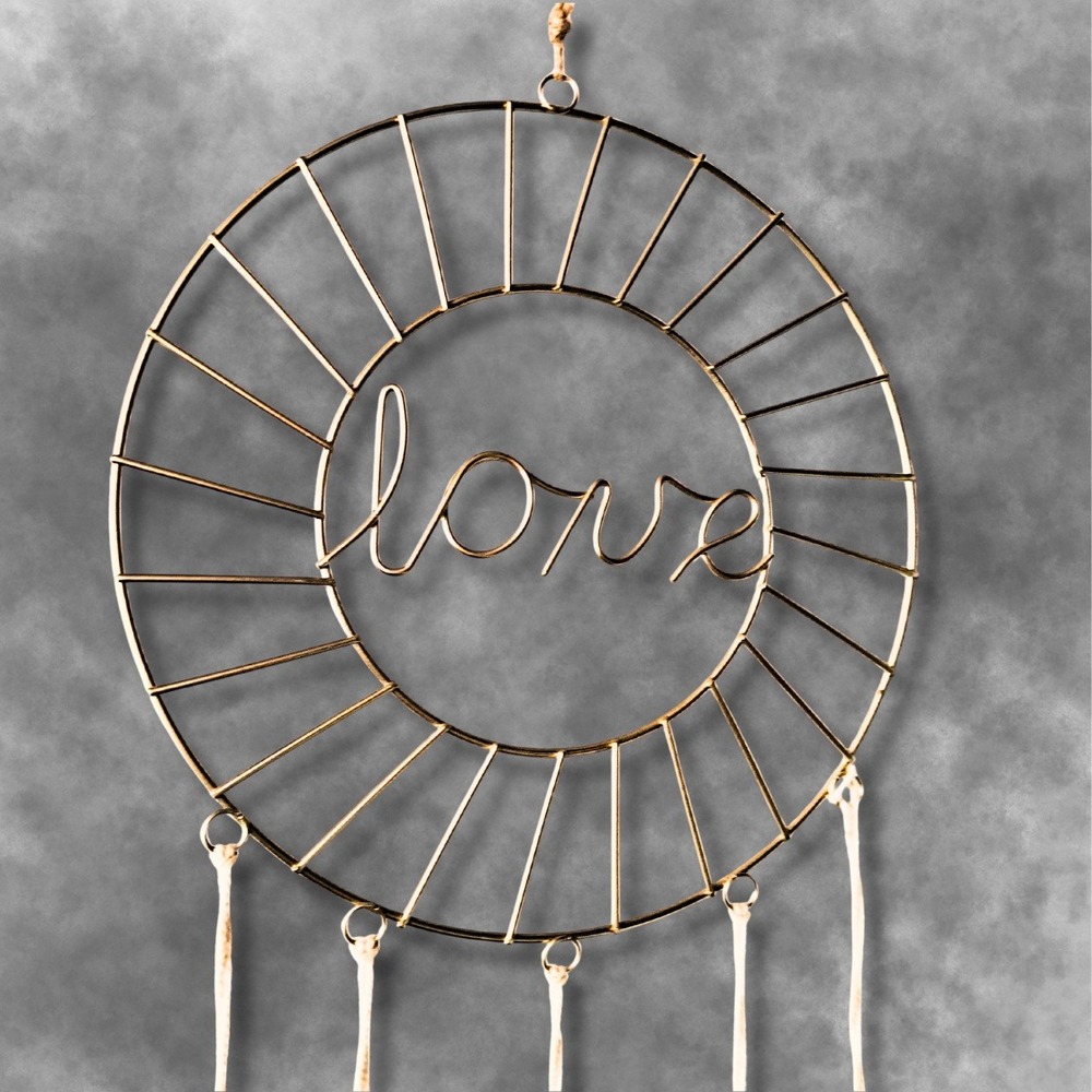 Love Wall Decor Gold Metal Hoop Dream Catcher Wood Beads Boho Tassels‎ - Picture 6 of 12